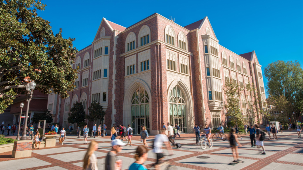 students walking around campus